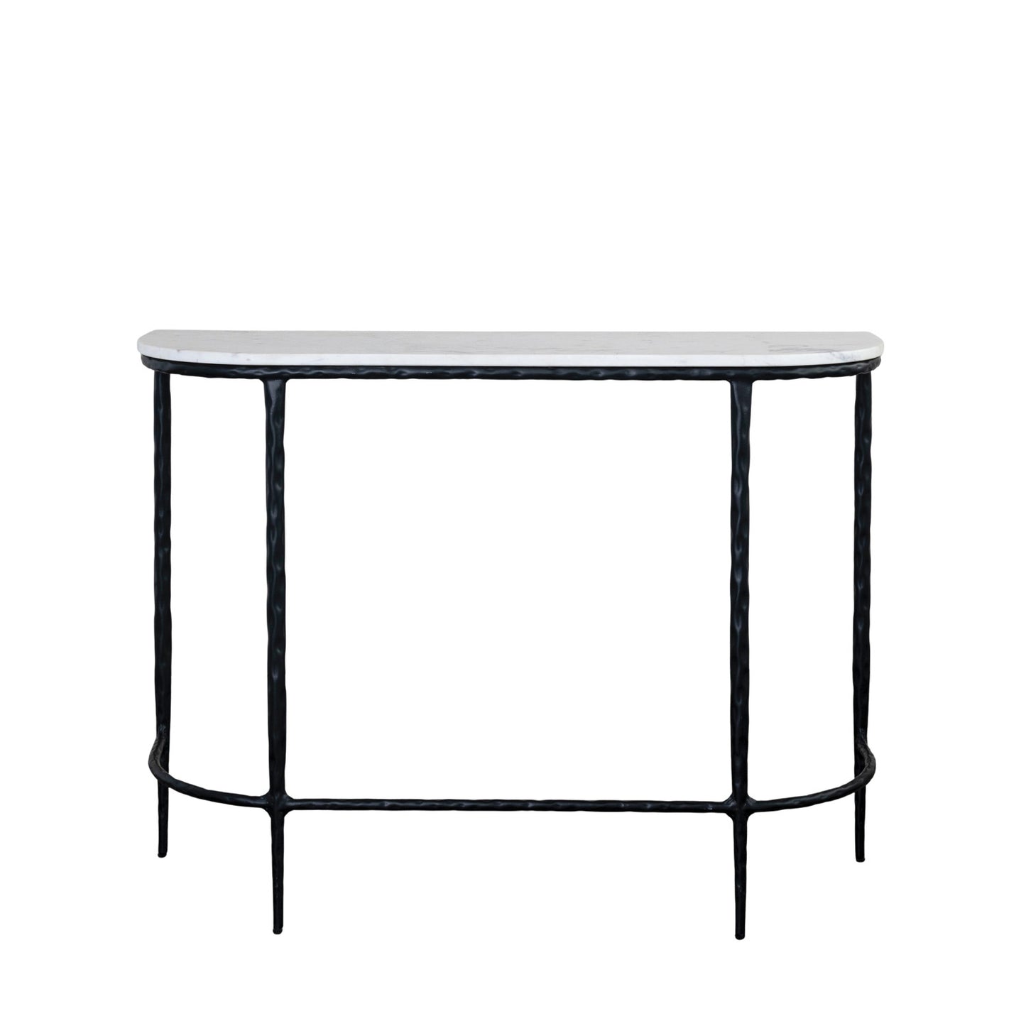 Marble Console Table with Hand-Forged Iron Legs