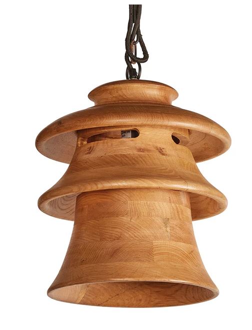 BO7 Oak Wood Tiered Pendant Small