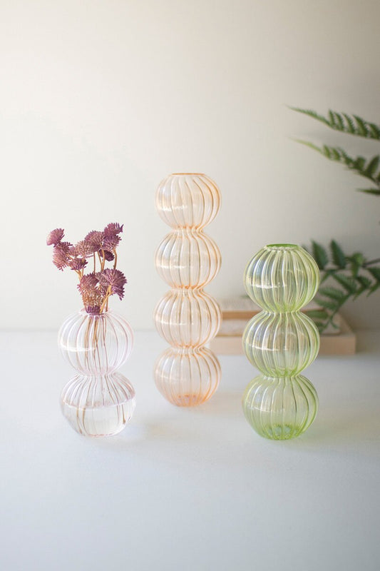 Fluted Glass Stacking Ball Vases (3 sizes)