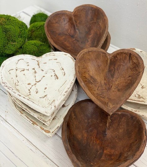 Small teak heart tray