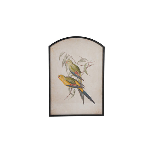 Wood Framed Glass Arched Bird Wall Decor