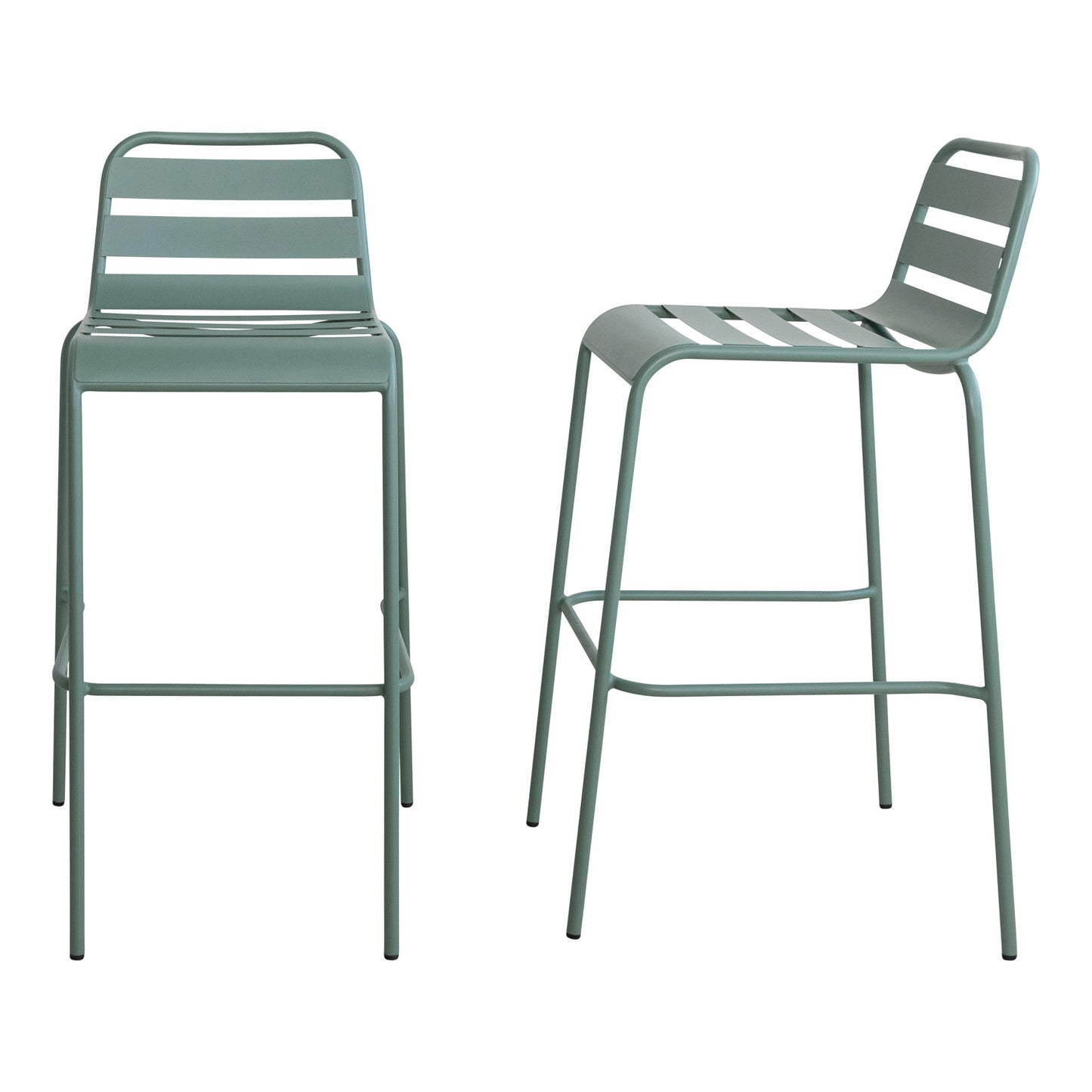 Eucalyptus Metal Bar Table with 4 Slatted Bar Stools