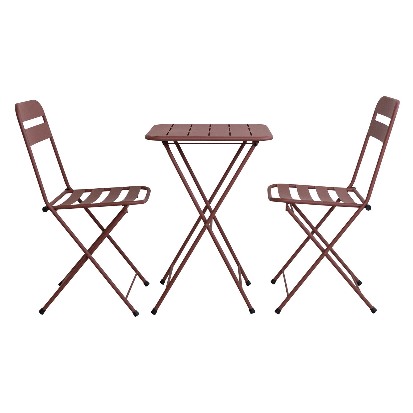 Metal Indoor/Outdoor Folding Table with Metal Slatted Folding Chairs