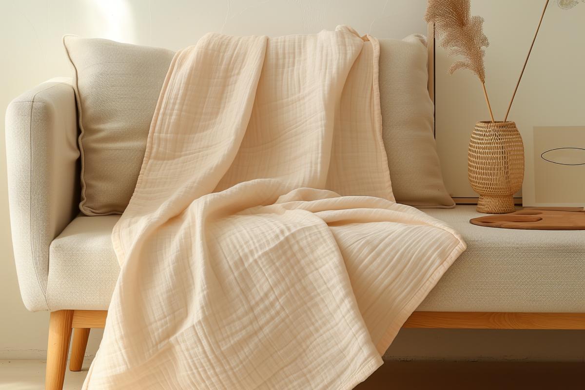 Ivory 100% Organic Cotton Muslin Twin Blanket