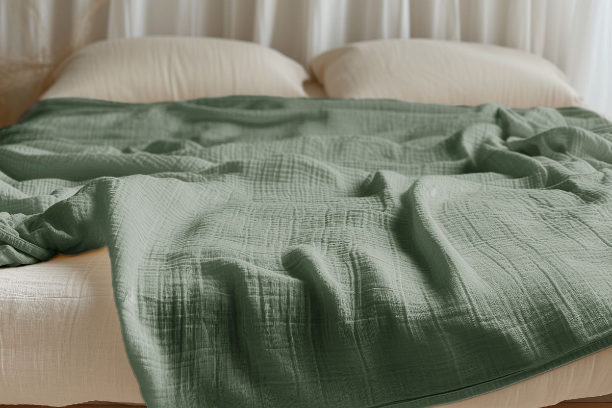 Sage 100% Organic Cotton Muslin Twin Blanket